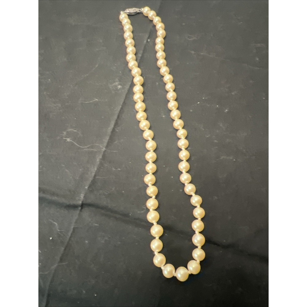 Vintage 16" Pearl Necklace with Silver Clasp!  Faux Pearls